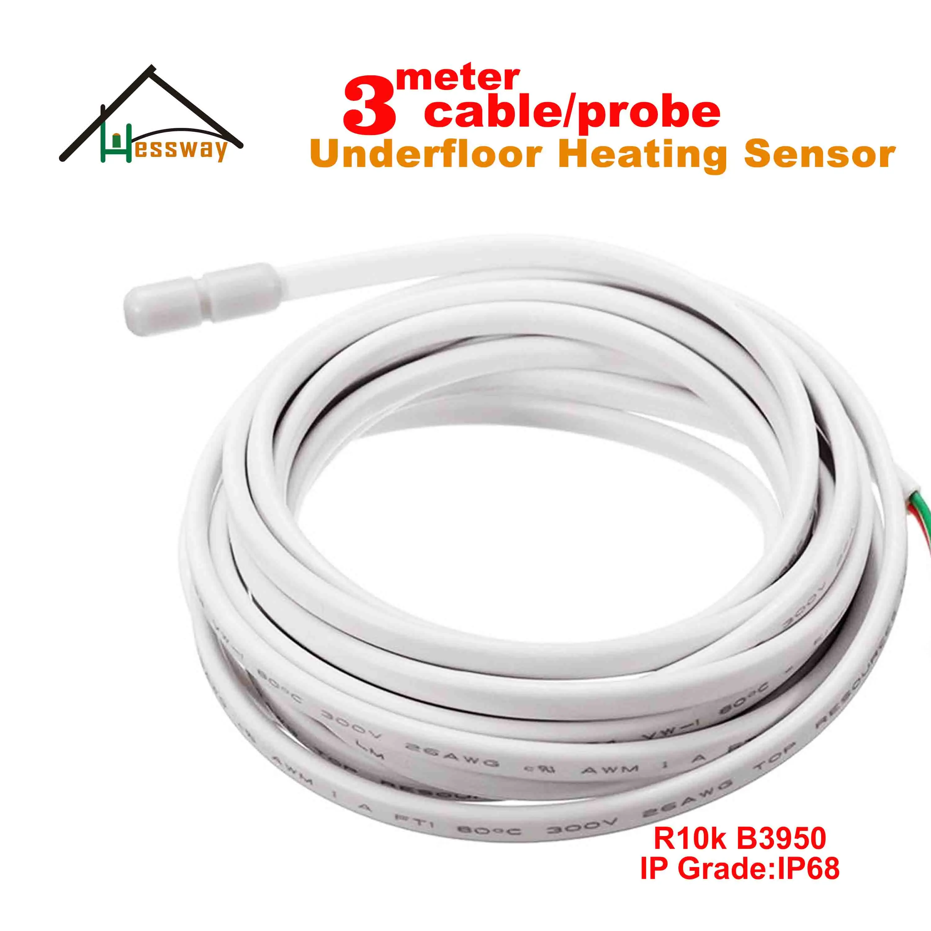 2PCS thermistor 3950 ntc temperature probe cable cord sensor for floor heating thermostat connection