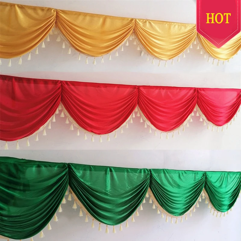 Customize Ice Silk Swag Tassel Beads Drape Valance for Backdrop Curtain Wedding Stage Background Event Party Decoration