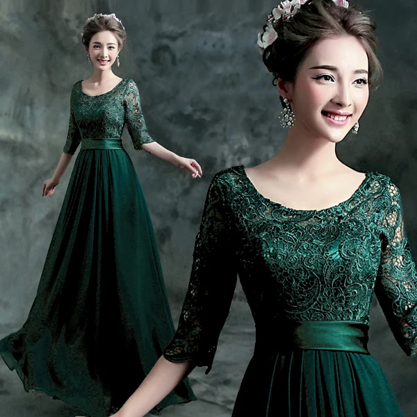 new arrival half sleeves a-line formal gown vestido de festa robe de soiree green lace chiffon long 2018 bridesmaid dresses