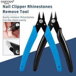 Stainless Steel Nail Art Clipper Remover Rhinestones Cutter Plier Chain Scissors Manicure Drilling Clip Tools