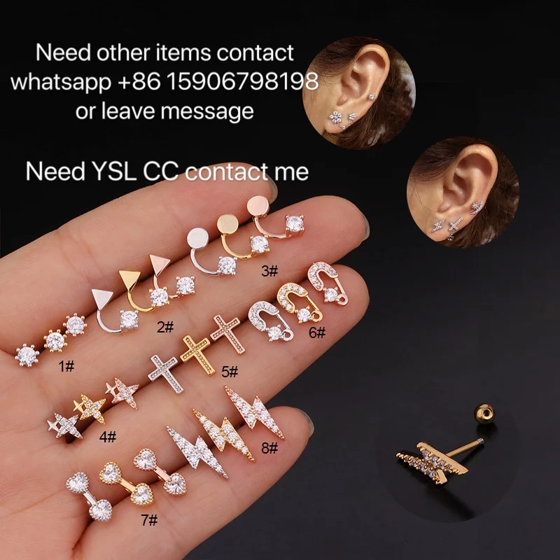 1PCS 20G Ear Tragus Cartilage Piercing Crystal Flower Conch Lobe Earrings Barbell Piercing Orelha Ear Stud Helix Sexy Jewelry