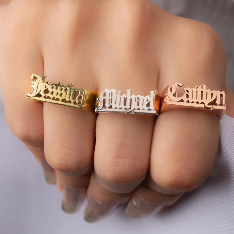 Custom Name Rings Size 7 To 13 Letter BOSS Ring Stainless Steel Mens Women Gold Silver Black Punk Style Rich Man Big Boss Ring