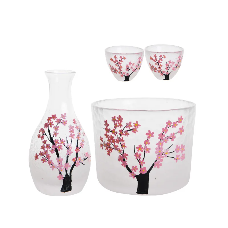 Japanese Hand-painted Cherry Blossom Glass Fruit Sake Pot, Tea Set, Creative Restaurant, Home Decor Accessories 5