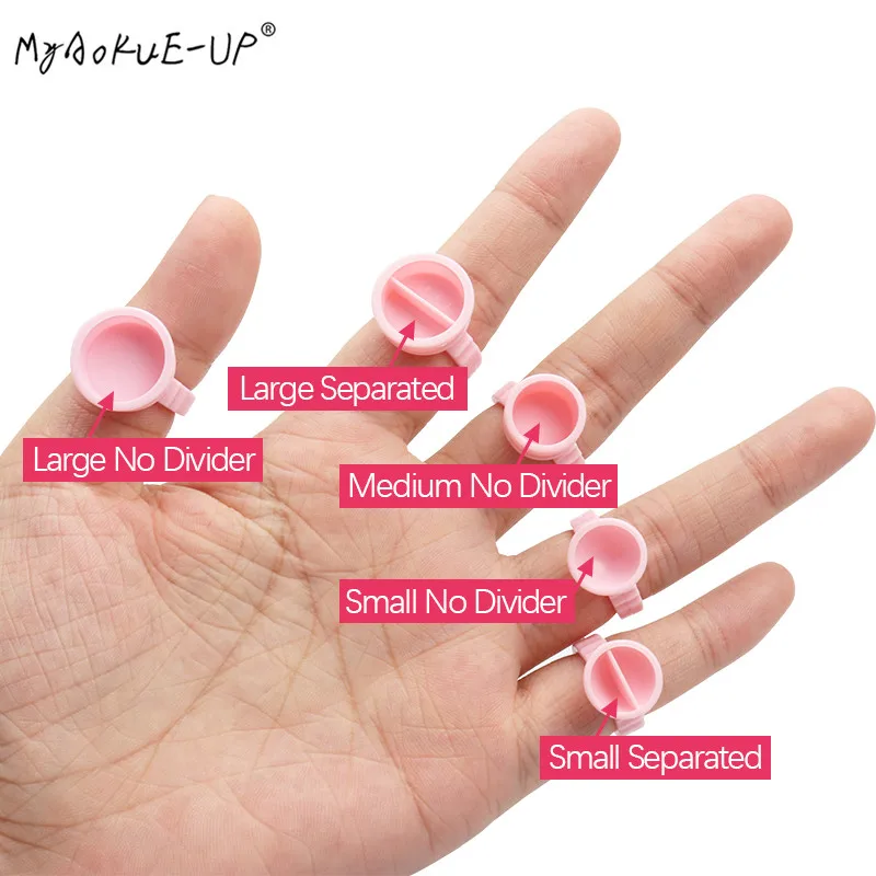 100pcs 일회용 핑크 접착제 홀더 링 접착제 팔레트 속눈썹 연장 컨테이너 링 컵 눈썹 문신 안료