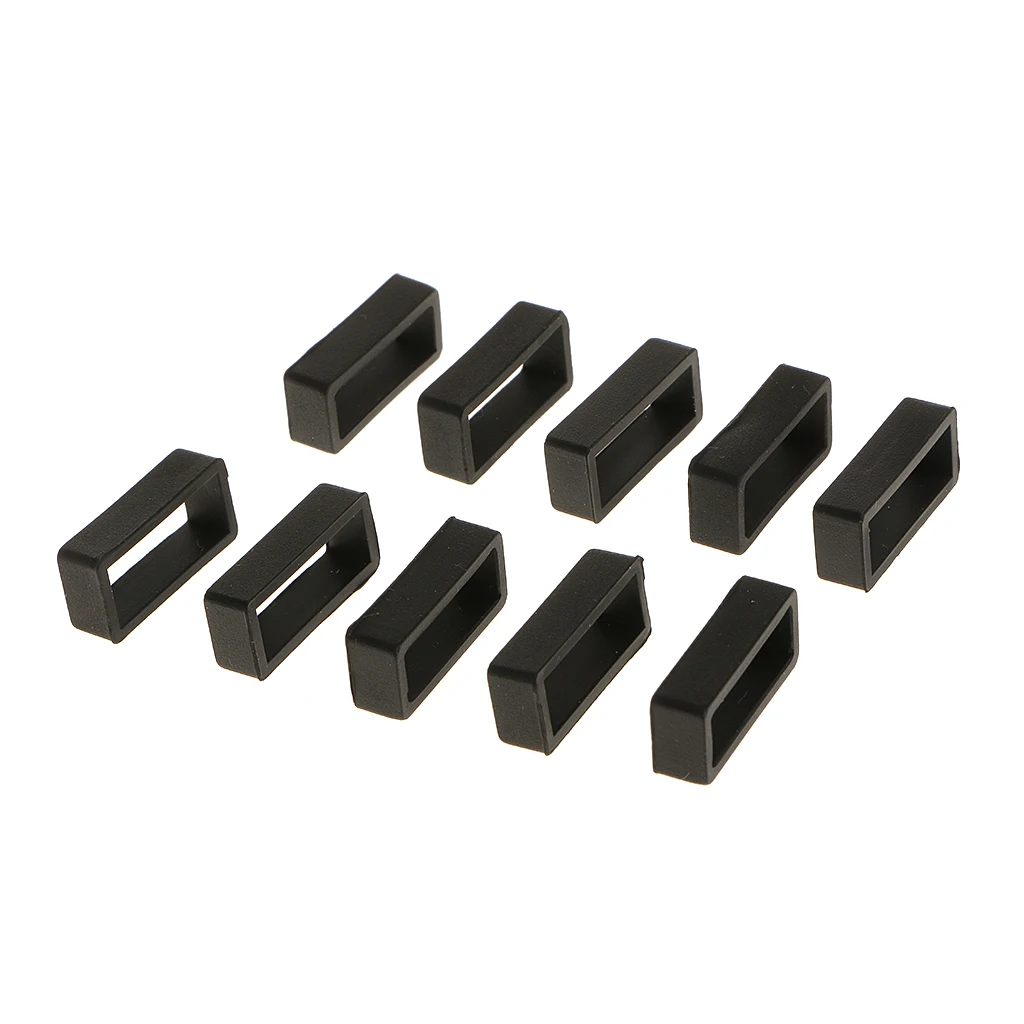 10 Pcs Rubber Watch Band Black Strap Loops Silicone Replacement Resin Watch Bands Accessories Keeper Holder Retainer Size 20mm