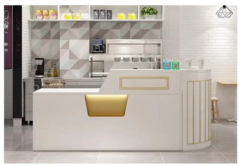 Modern simple milk tea shop cashier beauty salon counter light luxury clothing store reception front desk cafe bar table