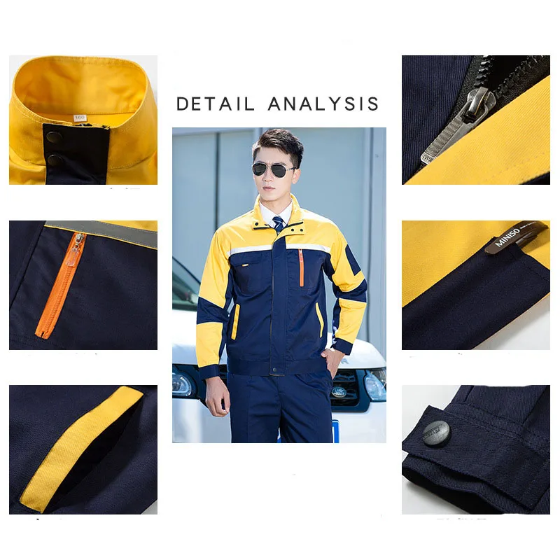 Men women overalls suit stitching 6 color plus size jacket+pants Work clothes workshop welding sanding paint car repair clothing