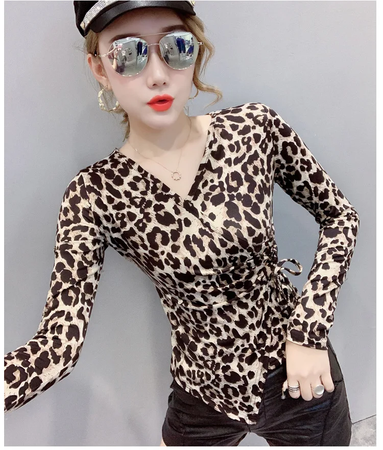 Top de baile latino de leopardo para mujer, ropa de baile Sexy con cuello en V, traje de salón, Samba, Tango, flamenco, 2020