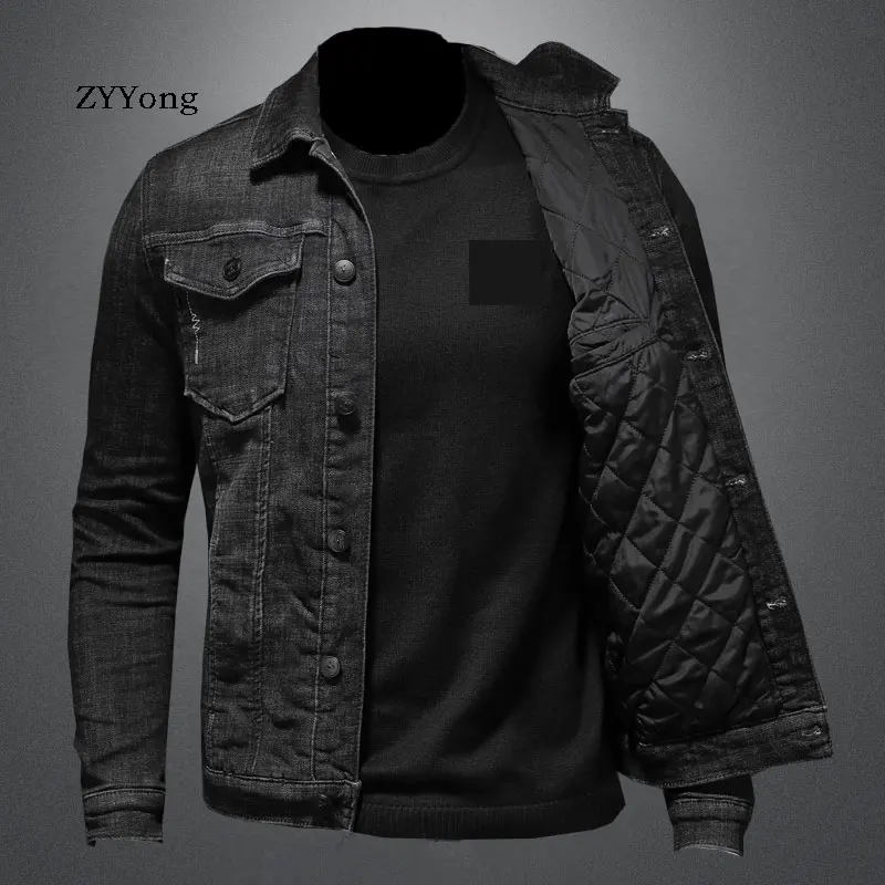 Plus Velvet Thicken Keep Warm Bomber Pilot Black Winter Denim Jacket Men Jeans Coat Motorcycle Casual Clothing Overcoat Outwear