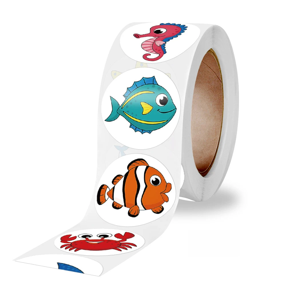 50-500pcs Cute Cartoon Sea Fish Stickers for Kids Children Reward Label Encouragement Scrapbooking Decoration Stationery Sticker