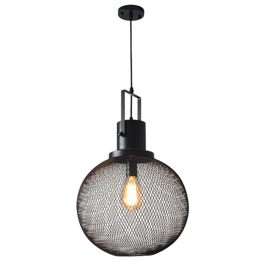 Loft Retro Black Hollow Pendant Lights Kitchen Industrial Restaurant Shop Bar Table Shop Hanging Lights Vintage Lamps Fixtures