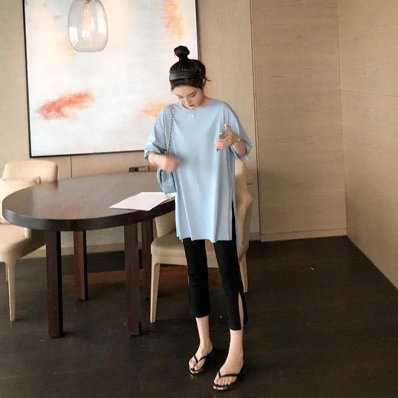 Anime Korean Women\'s T-shirt For Summer Fashion Clothes Loose Elegant Short Sleeve T Shirt Graphic Pulovers Tops Casual Midi