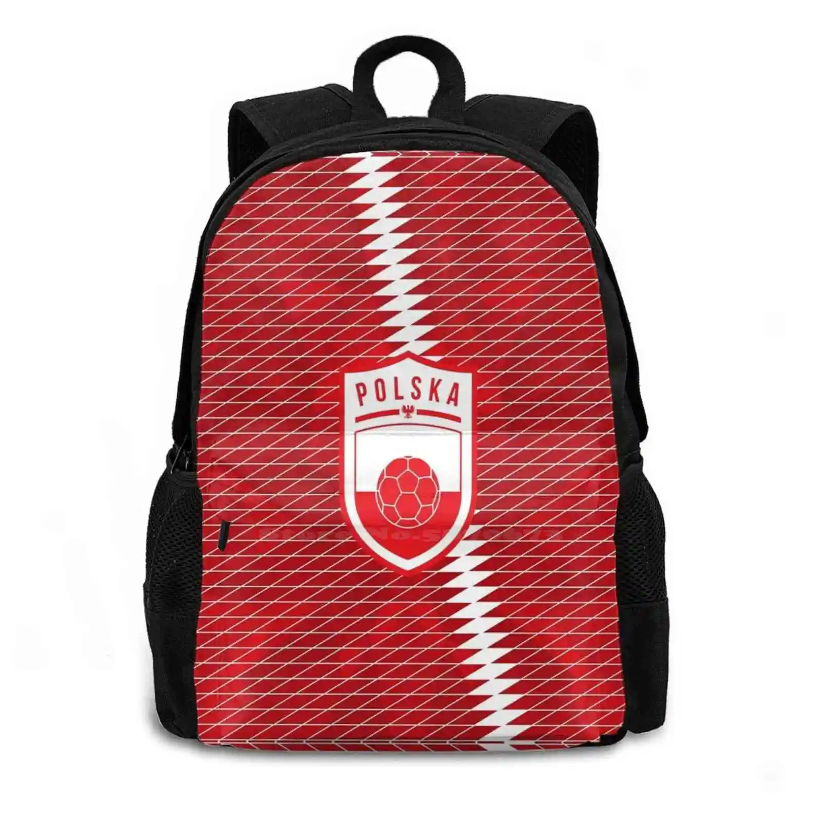 Poland School Bag Big Capacity Backpack Laptop 15 Inch Poland Polish Football Soccer Stripes Red White Pi ? Ka No ? Na Mistrzost