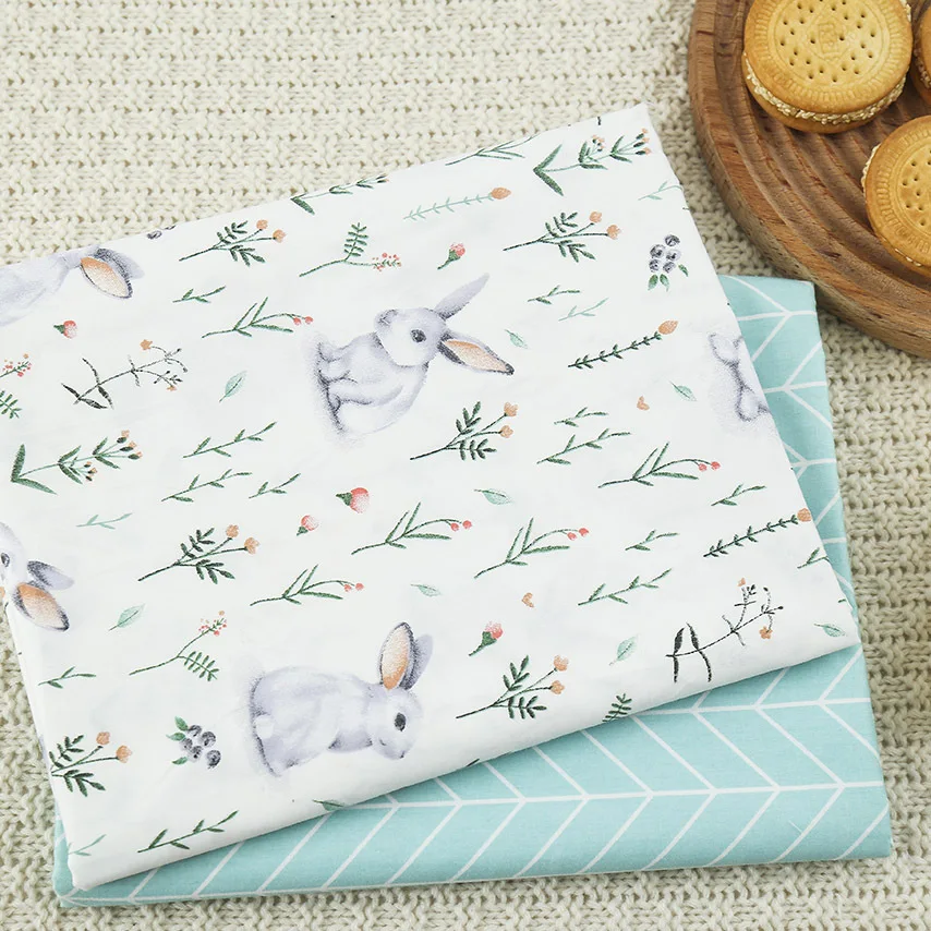 Rabbit Printed 100% Cotton Fabric DIY handmade sewing craft patchwork quilting Baby Dress home decor tissus tecidos cloth tilda