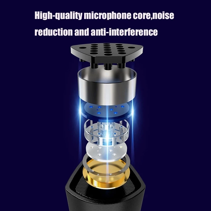 Usb som microfone rgb computador com alto-falante fone de ouvido jack unidade livre redução ruído 360 °   Gire o receptor HD