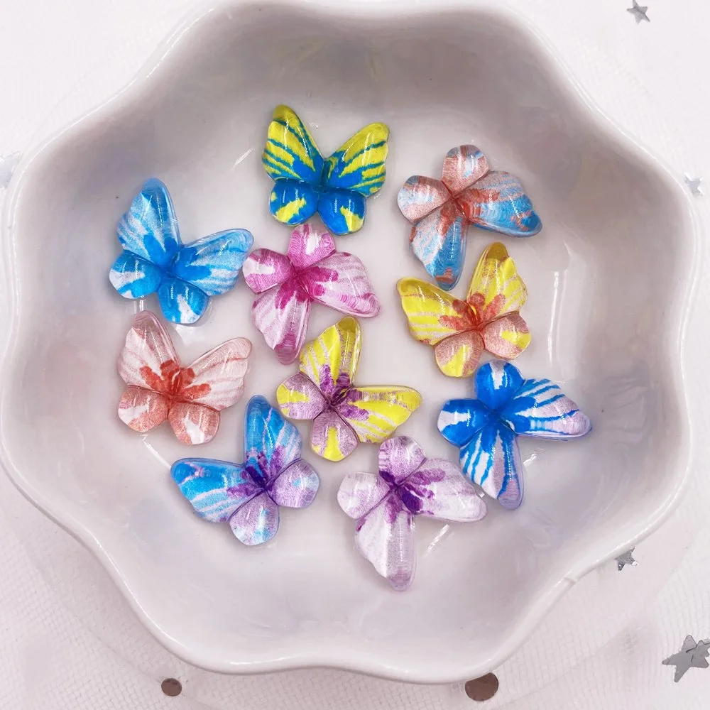 New Mix Resin 10/15/19mm Colorful Butterflies Flat Back Rhinestone Appliques DIY Wedding Scrapbook Craft