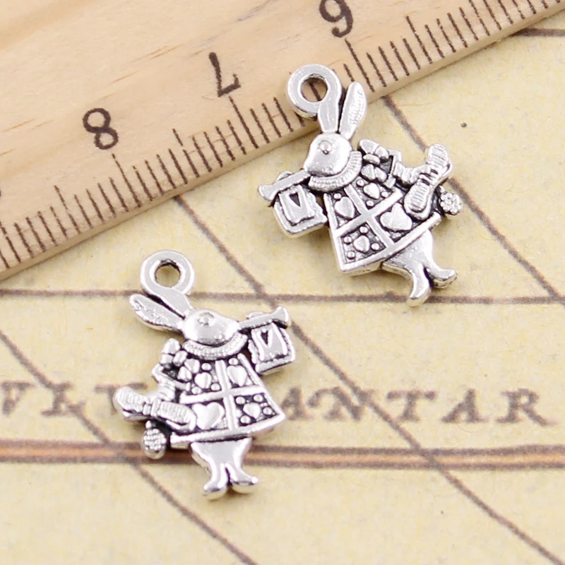 10pcs Charms Trumpet Rabbit 21x15mm Tibetan Bronze Silver Color Pendants Antique Jewelry Making DIY Handmade Craft