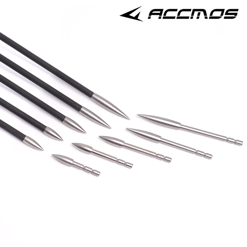 12pcs 80 100 120 150 175 200 Grain Stainless Steel Bullet Point Tip For ID 4.2 mm Arrow Shaft Arrow Head DIY Archery Accessory