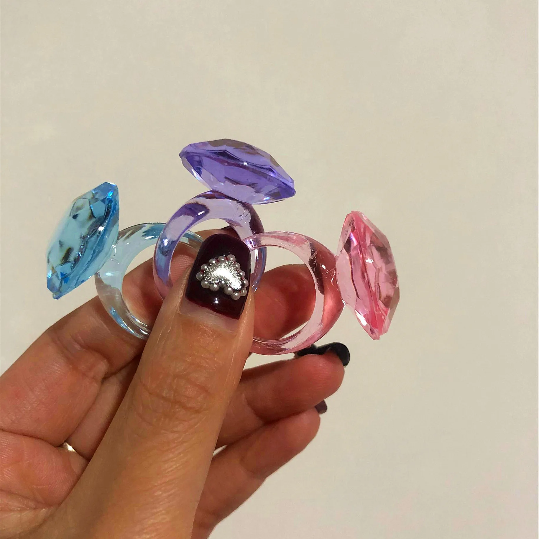 Ins Transparent Lila Acryl Harz Essigsäure Unregelmäßigen Knuckle Finger Piercing Ringe Trendy Korean Fashion Party Schmuck
