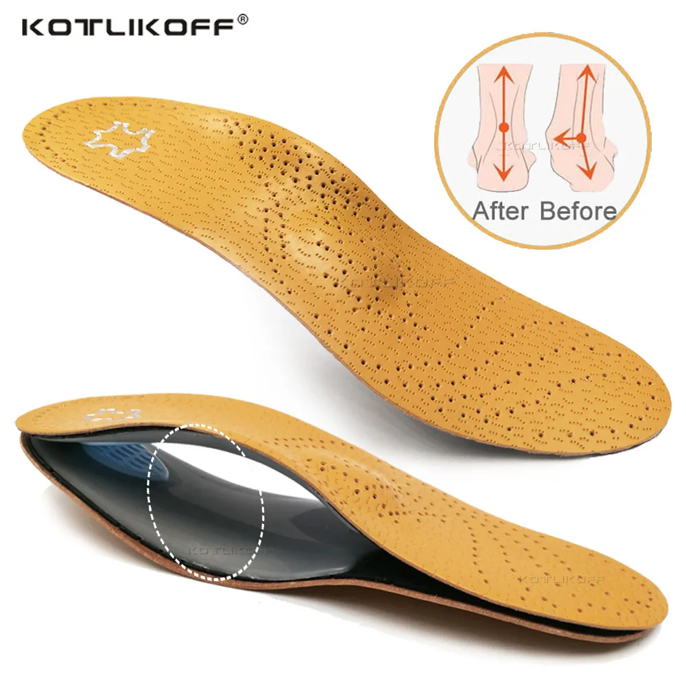 Leather Orthotic Insoles For Flat Feet Arch Support Orthopedic Shoes Sole Insoles For Feet Men Women Children O/X Leg Corrected