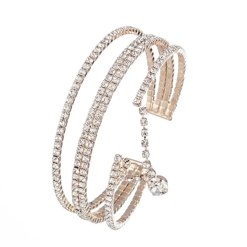 YFJEWE Trendy Elegant Opening Cuff Bangle &Bracelet For Women Charm Crystal Adjustable Bangles Romantic Wedding Jewelry B274
