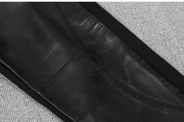 England style great quality real sheep leather full length pants Spring female High waist was thin pencil leather Pants F1002