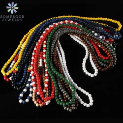 SOMESOOR 8mm Round Beads String Necklace 45cm Length Colorful Chain DIY Handmade Dangle Accessories Jewelry For Man Women Gifts