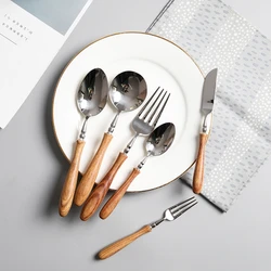 304 Stainless Steel Flatware Rosewood Handle Luxury Creativity Tableware Silverware Sets Dinner Knife and Fork Sets