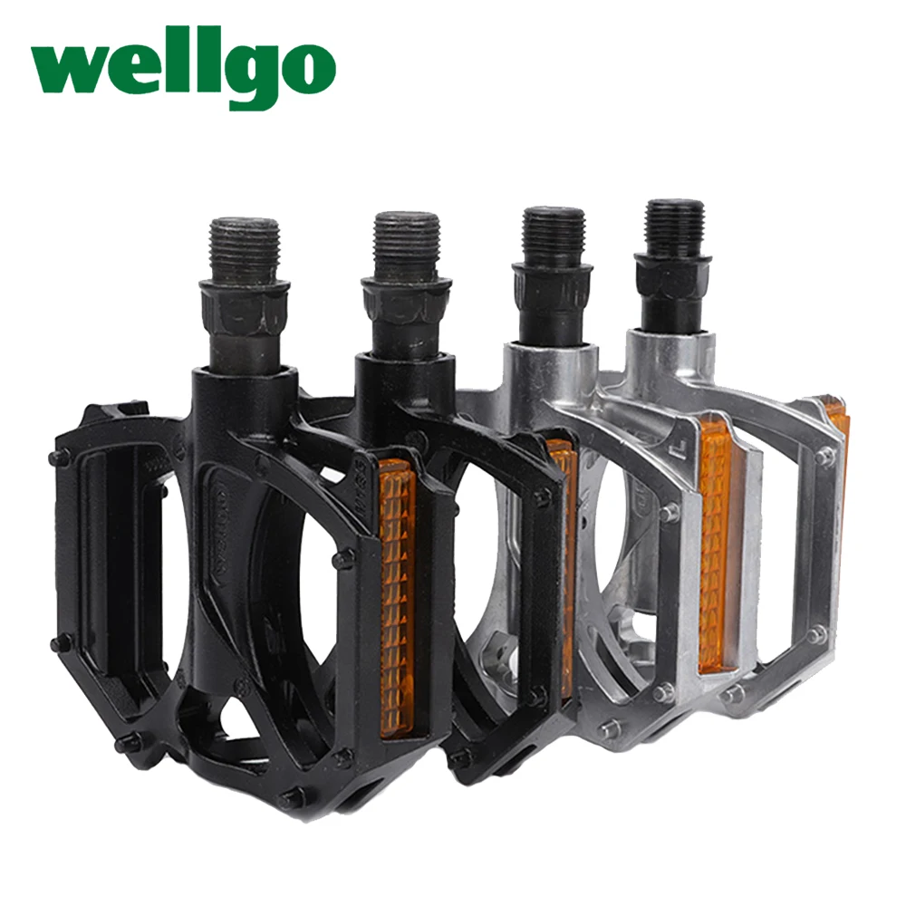 Wellgo Ultralight M195 Aluminum Alloy Double DU Bearing With Reflector BMX City Bike Road MTB Bicycle Pedal Cycling Parts