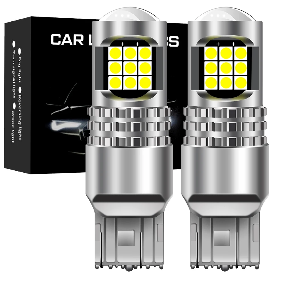 ASLENT 2x 7443 7444 T20 W21/5W LED Light For Lada Kalina Granta Vesta DRL LED Bulbs 6500K White Super Bright 3030 24SMD 12V 24V