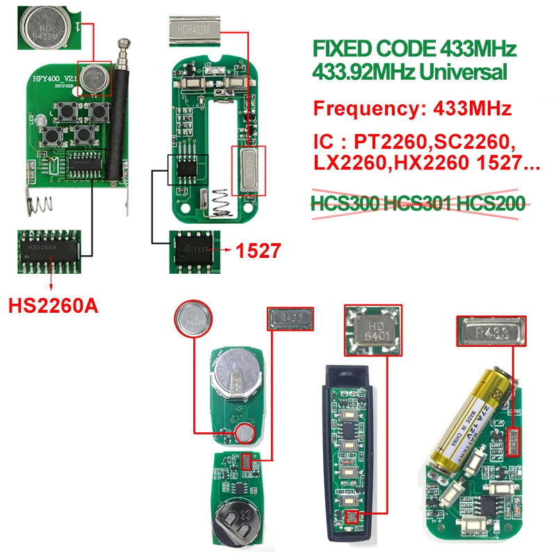 Cloning Garage Door Remote Control 433mhz Duplicator Gate Control 4CH Key Chain Barrier 433.92MHz Command Clone