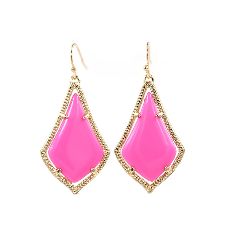 Amazing Quality Hot Pink Resin Smooth WaterDrop Dangle Earring for Women