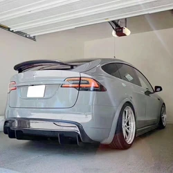 Model X Carbon Fiber Gloss Black Rear Wing Lip Spoiler for Tesla Model X 2016 2017 2018 2019