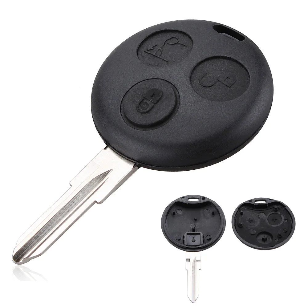 3 Button Black Car Automobile FOB Remote Key Case Shell with Blank Blade Suitable for Cars / Vehicle / Automobiles