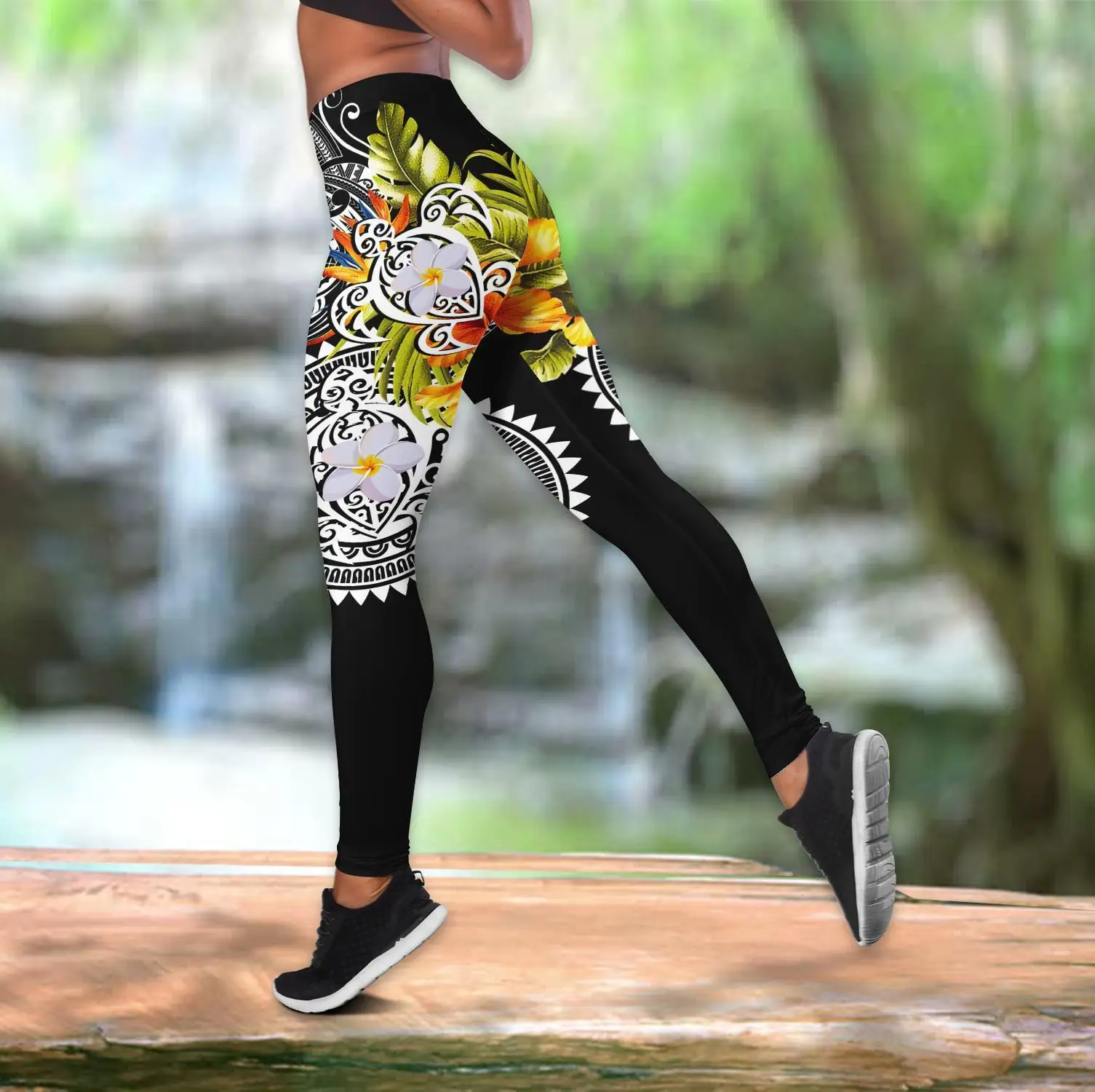 Erstaunliche Polynesian Turtle Tattoo & Hibiscus 3D-Allover-bedruckte Legging & Tank-Top Sexy elastische weibliche dünne Leggings DDK34