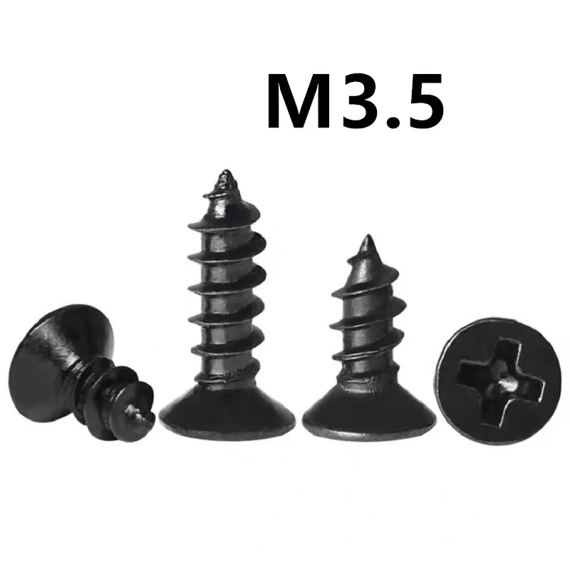 

1000/500PCS M3.5x8/10/12/14/16/18/20/50mm GB846 KA Black 304 Stainless steel flat head cross countersunk head self-tapping screw