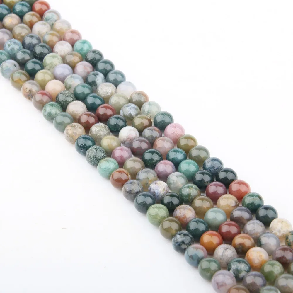 Natural Stone Beads Indian Agat Amazonite Unakite Stone 4/6/8/10/12mm Loose Beads for Jewelry Making Necklace DIY Bracelet