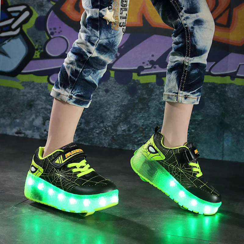 Roller Skate Shoes Kids Boys Girls Footware Fashion Casual Sports Sneakers Children Gift Toys Games Lighted 2 Wheels Boots