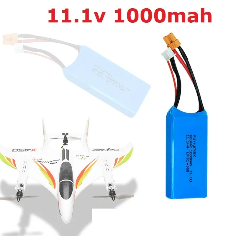 3S 11.1v 1000mAh/1500mAh Lipo Battery for XK X450 FPV RC Drone Spare Parts 11.1 v Rechargeable Lipo Battery XT30 Plug