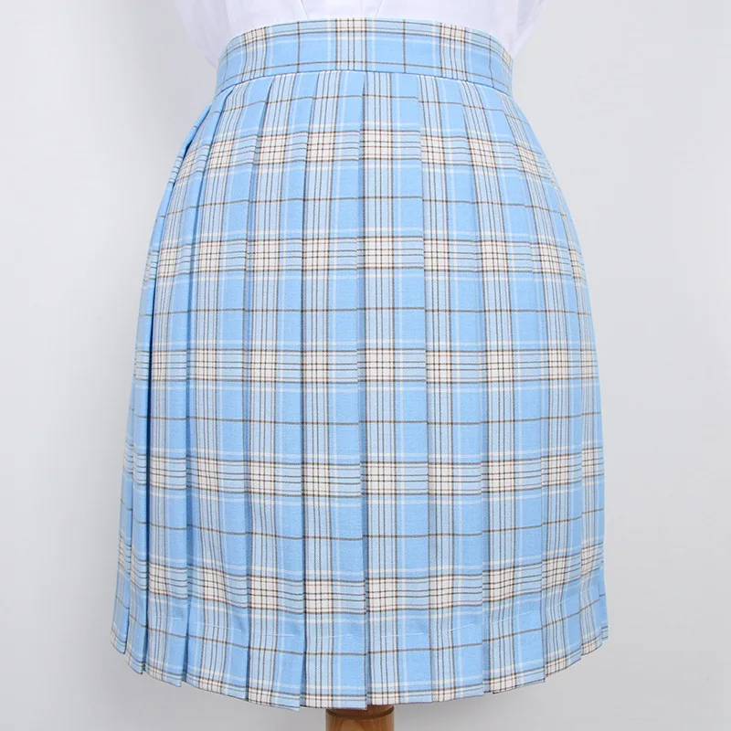 School Dresses Japanese Korean Version Short Skirts Girl Sky Blue Pleated Skirt School Uniform Cosplay Mini Sailor Suit Skirts