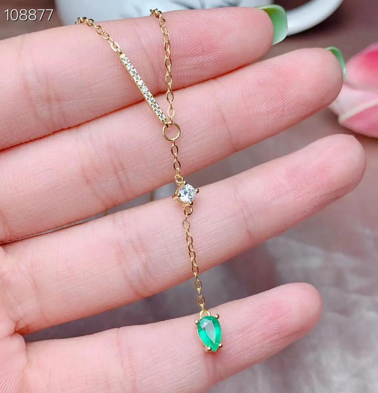 

New Arrival Natural Real Emerald Pandant Solid S925 Sterling Silver Emerald necklace For Women Colour Gem Stone Fine Jewelry