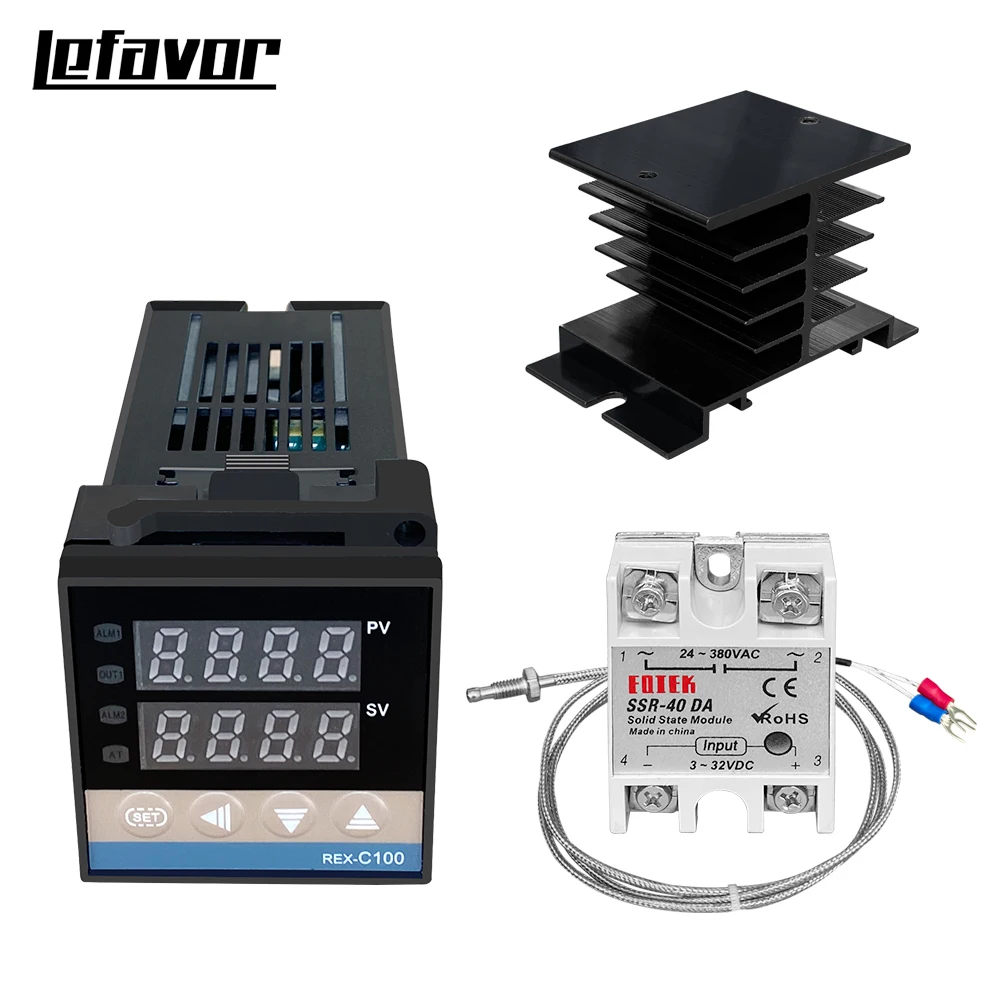 REX-C100 Digitaler PID-Temperaturregler Thermostat SSR-Ausgang Max.40A SSR-Relais K Thermoelementsonde Hohe Qualität