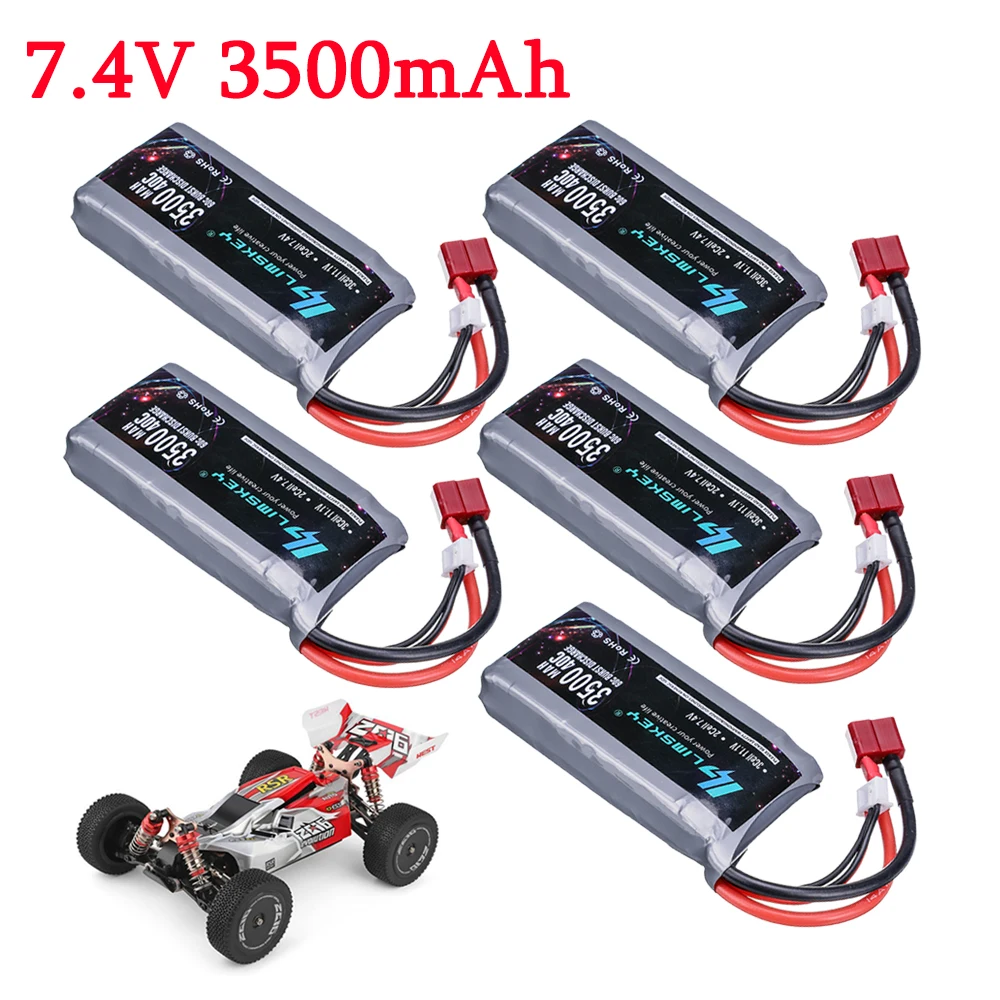 Akumulator 7.4V do Wltoys 144001 samochód 2s 3500mah bateria lipo T wtyczka do Wltoys 144001 12423 12428 104001 124018 RC akumulator samochodowy