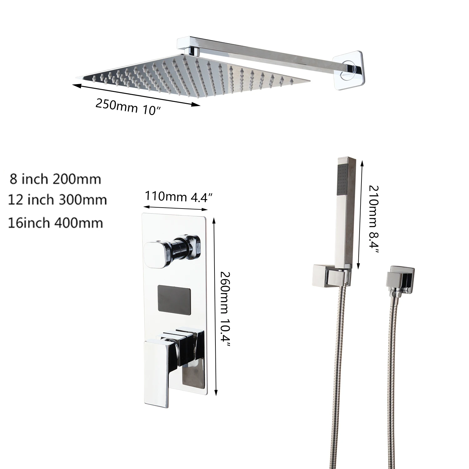 Imagem -03 - Kemaidi Chrome Terminou Led Cabeça de Chuveiro Display Digital Torneiras Misturadoras Banheiro Torneira do Chuveiro 3-funções Torneiras de Chuveiro Digital Conjunto