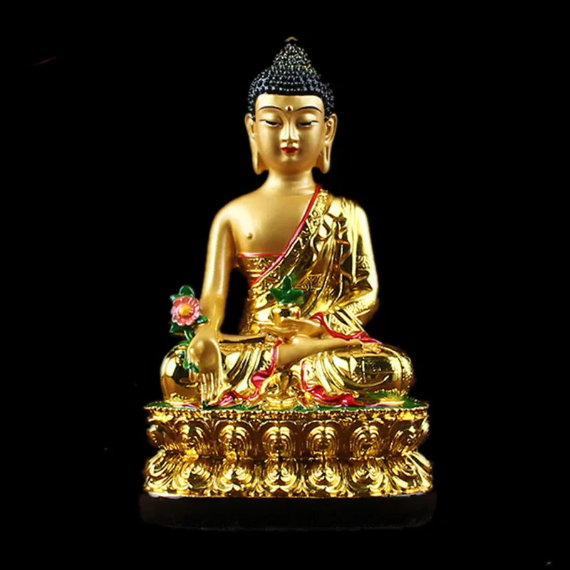 

13cm Resin Gold Plating Efficacious Tranic Pharmacist Small Buddha Decorate Putting Statue Figurine