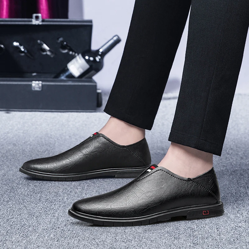 Large Size 45 46 Loafers Men British Oxford Dress Shoes Male Gentleman Leather Male Footwear Slip On Flats Man Zapatos Hombre