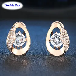 Fashion Italina Rigant Stud Earrings For Women Wedding Crystal Jewelry Ear Rose Gold Color Piercing Earring Buckle DWE348