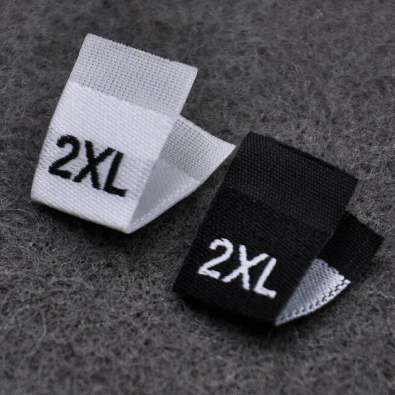 Free shipping size tags for clothing shirt Black White Middle fold Woven Clothing Size Labels For Garment 1.2X3.5cm 100pcs/lot