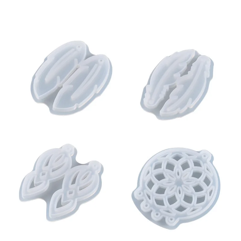 Four styles of epoxy resin hollow mesh silicone mold can be used for pendant earrings sweater chain car pendant keychain