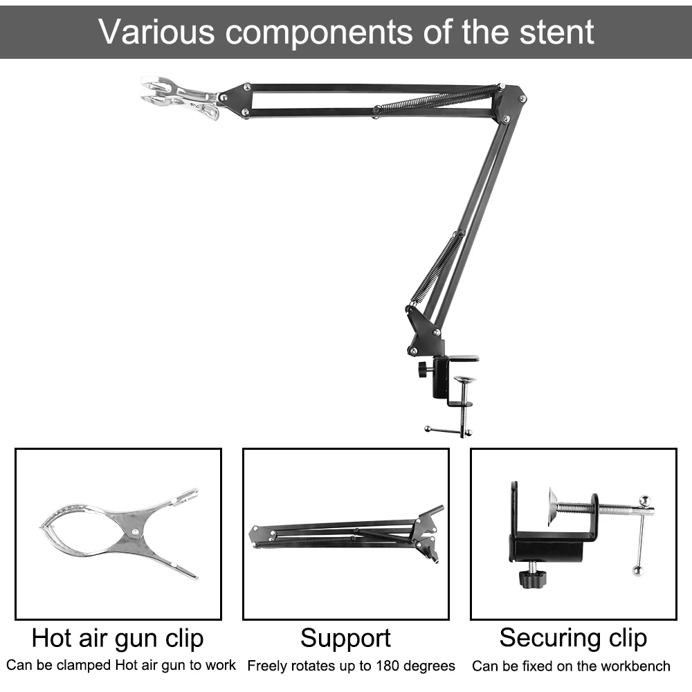 Hot air gun bracket Desktop folding stable bracket long arm 360 degree rotating heat gun bracket 3 axis bracket universal tools